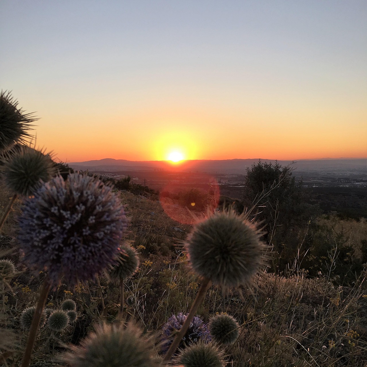 Tramonto romantico sul sentiero delle 5 Terre, con vista panoramica sul mare e il cielo colorato.