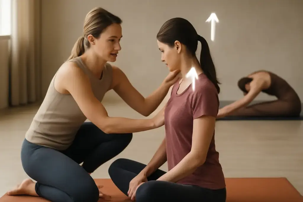 Come evitare dolori cervicali durante lo yoga? Gli aggiustamenti che fanno la differenza già dal riscaldamento