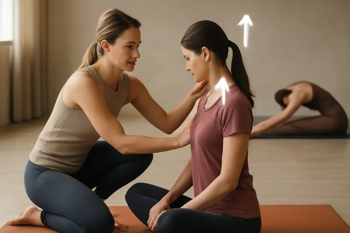 Come evitare dolori cervicali durante lo yoga? Gli aggiustamenti che fanno la differenza già dal riscaldamento